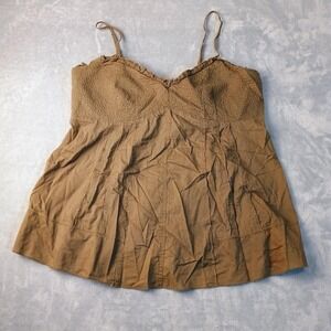 Mimi Maternity Camisole Womens L Brown Smocked Tank Adjustable Straps Shelf Bra